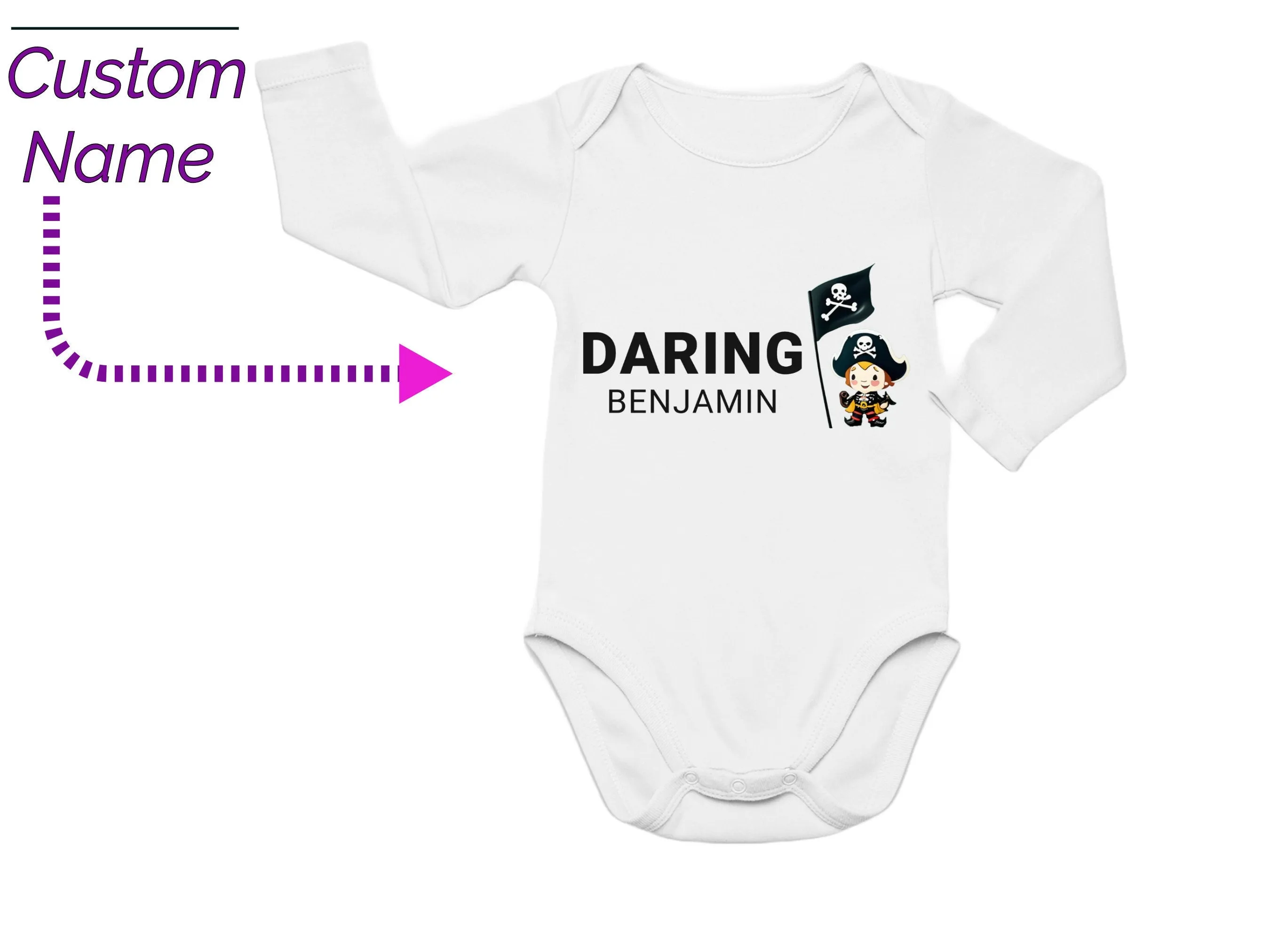 1st Birthday Custom Name Baby Boy Name Bodysuit Gift