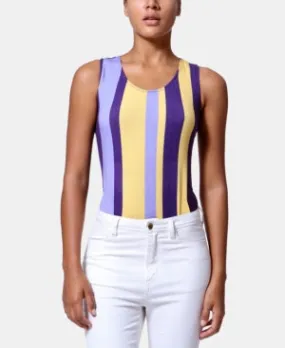 Artistix Striped High-Leg Racerback Bodysuit