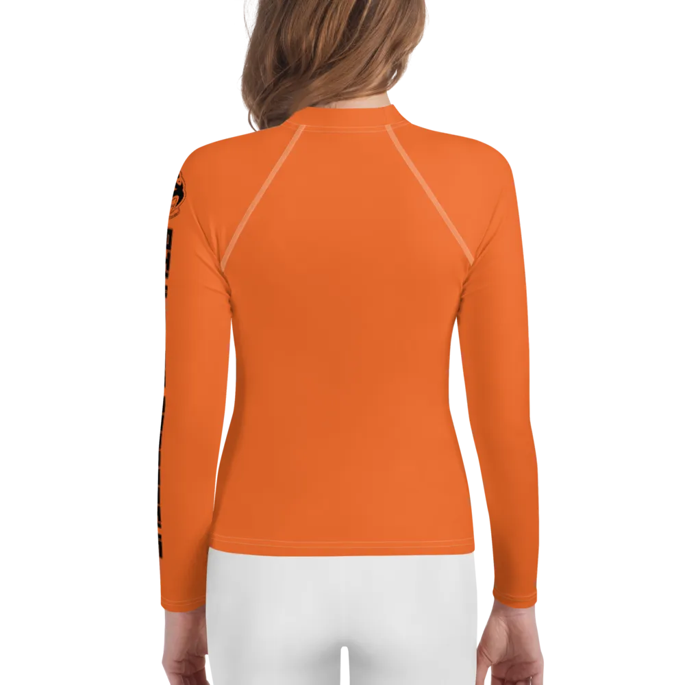 Athletic Apparatus Orange Black logo White stitch Youth Rash Guard