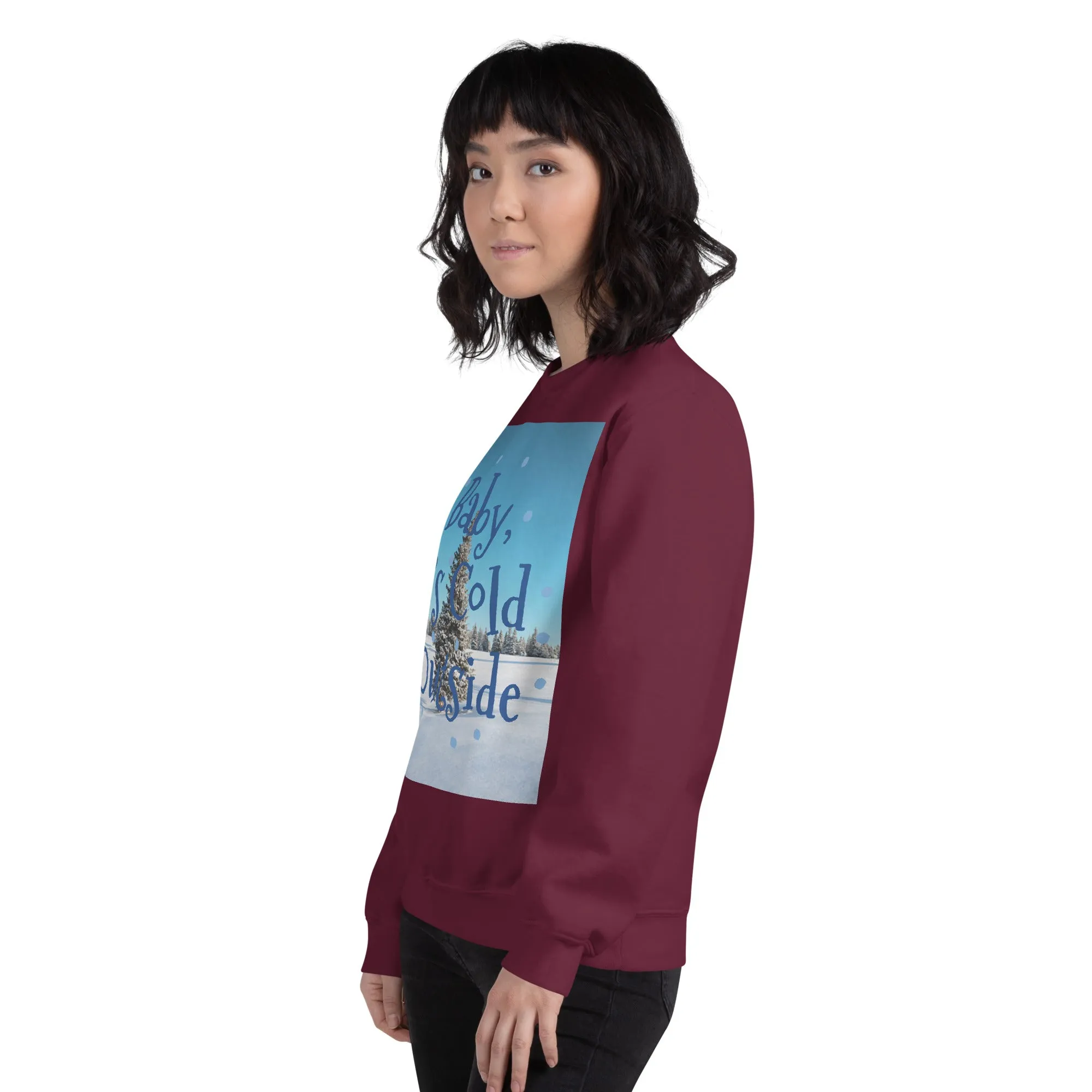Baby It's Cold Outside Christmas Sweatshirt (Glamourange Christmas Sweatshirt Womens)