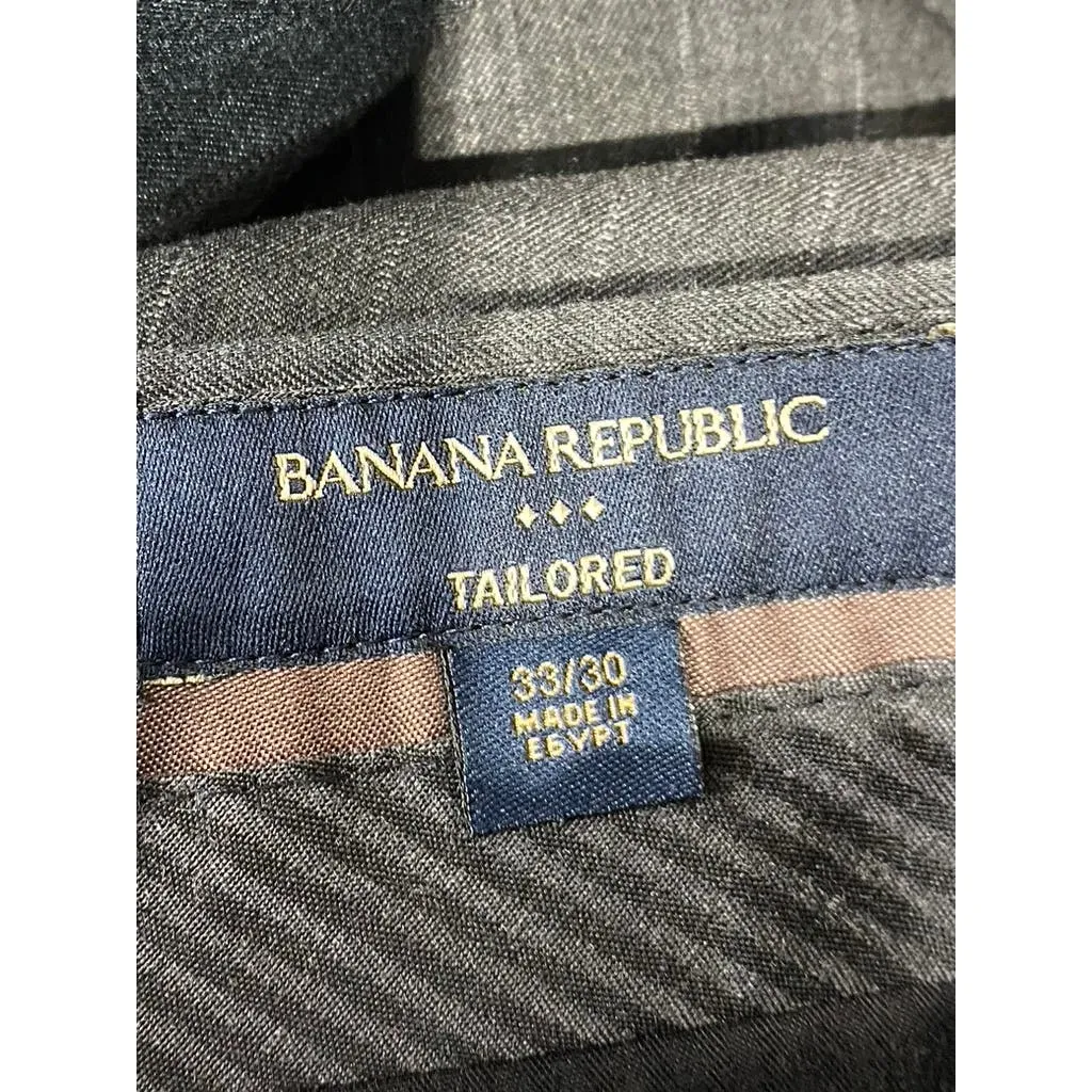 BANANA REPUBLIC Men's Dark Charcoal Pinstripe Tailored-Fit Dress Pants SZ 33X30