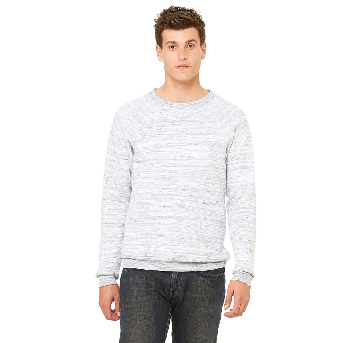 Bella   Canvas Unisex Light Grey Marble Sponge Fleece Crew Neck Sweatshirt