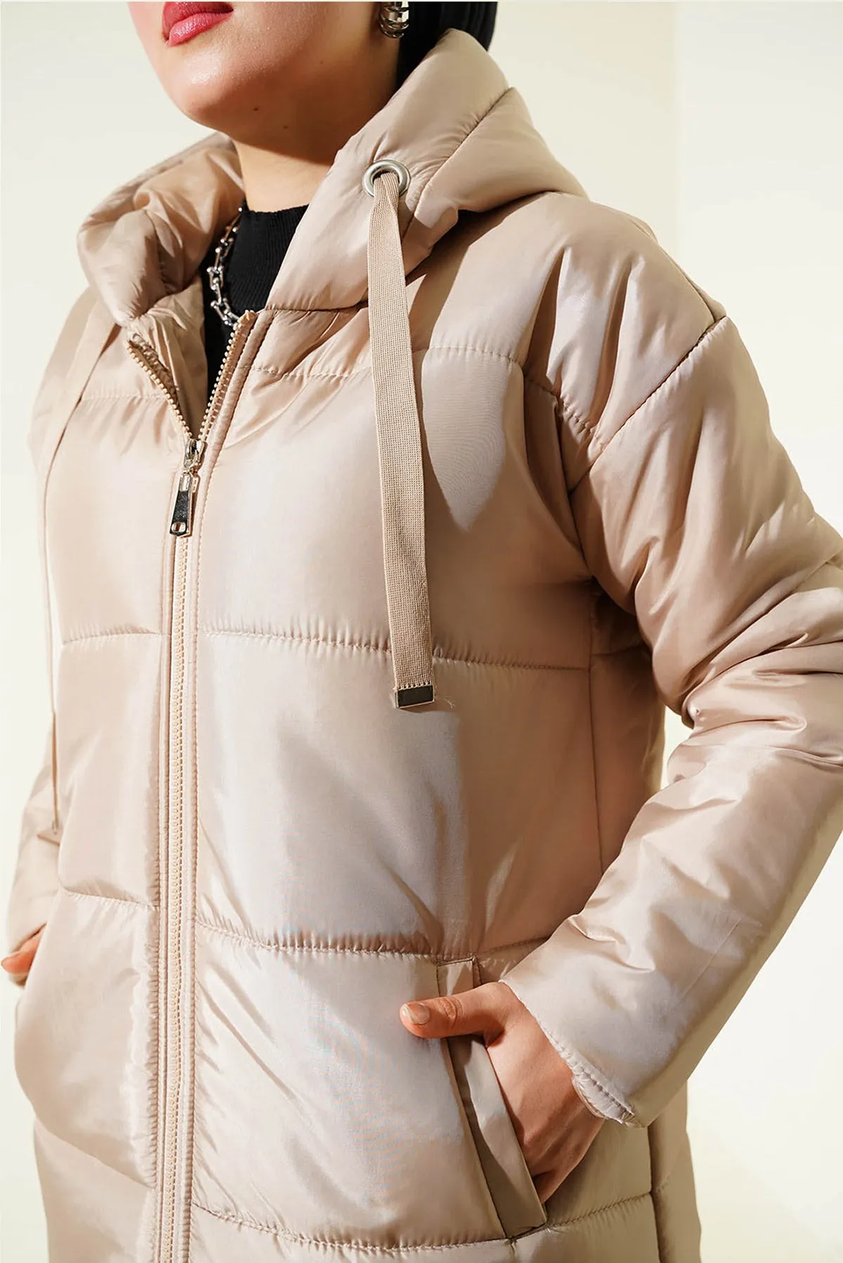 BGD Women T5120 Hooded Long Puffer Hijab Coat - Mink - Avondale