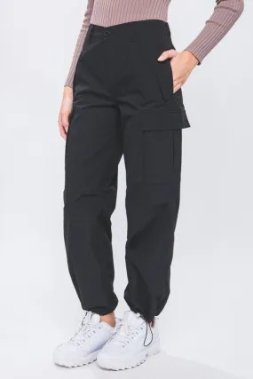 Black Cargo Pants With Elastic Waist Band