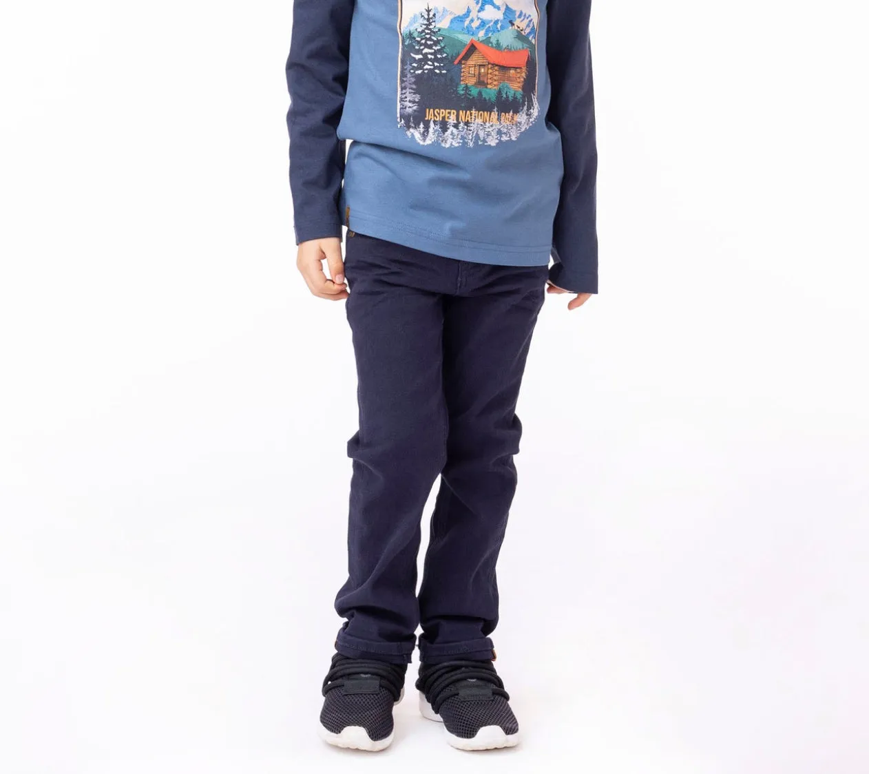 Boys Stretch Navy And Camel Twill Pants-Nano