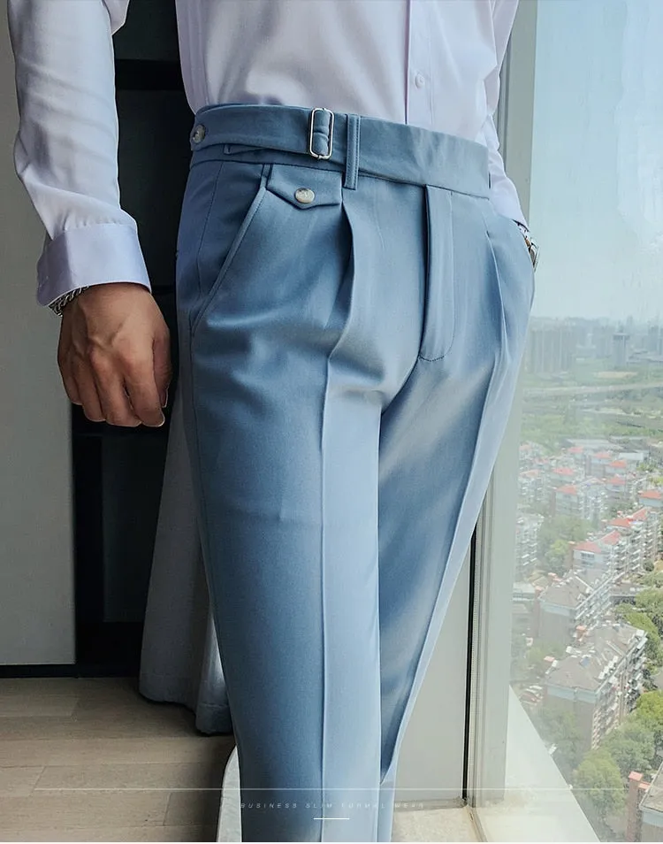 British Style Casual Slim Fit Men Dress Pants