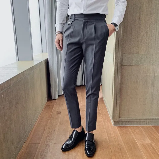 British Style Casual Slim Fit Men Dress Pants