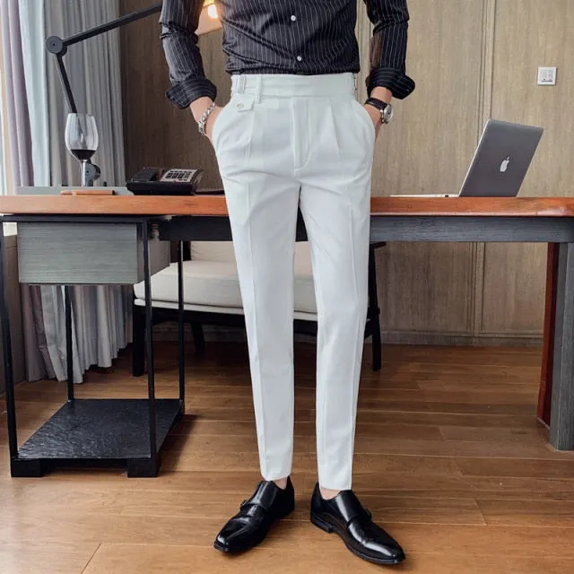 British Style Casual Slim Fit Men Dress Pants