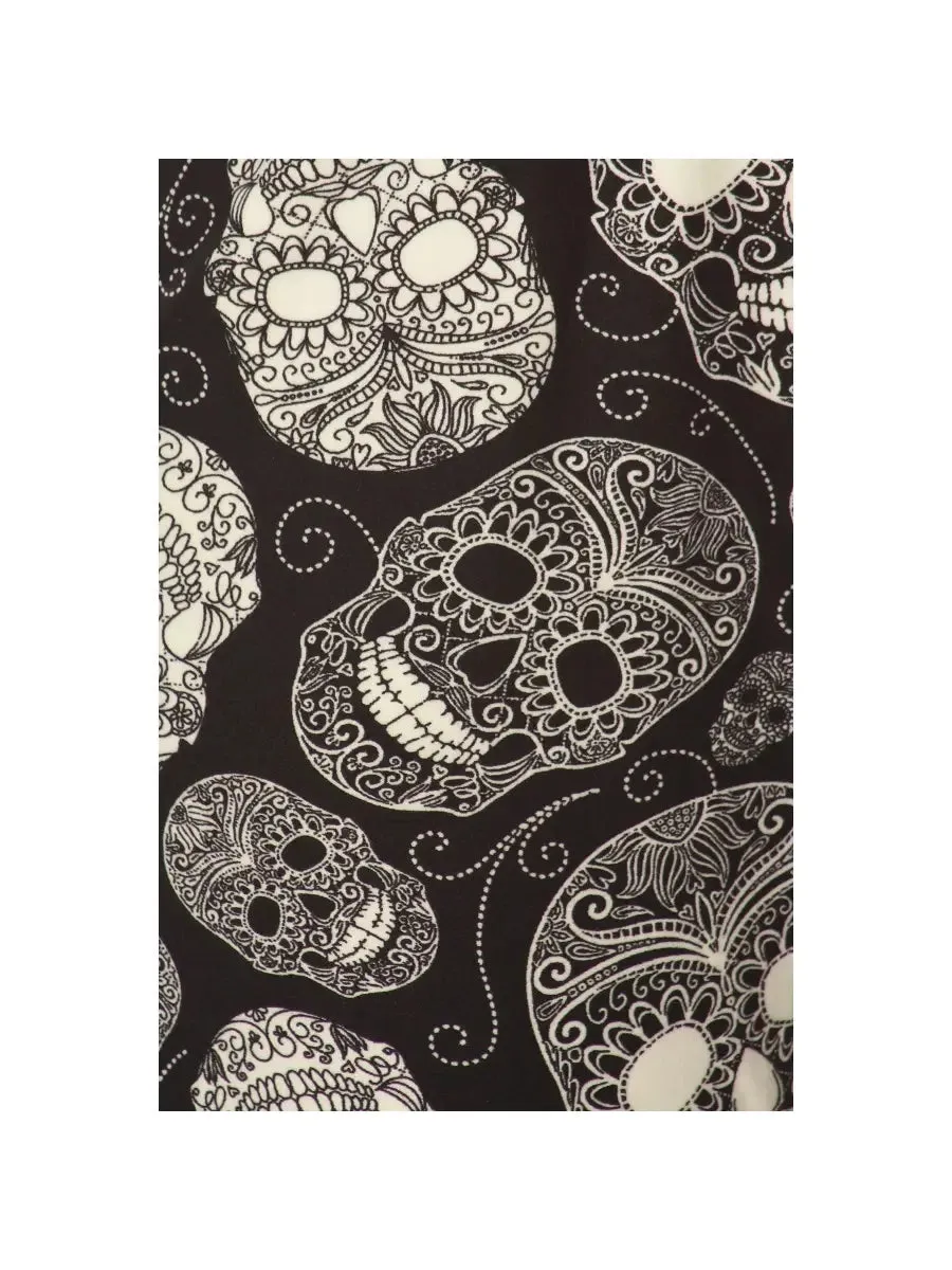 Buttery Soft Black and White Skull Print Joggers with Drawstring