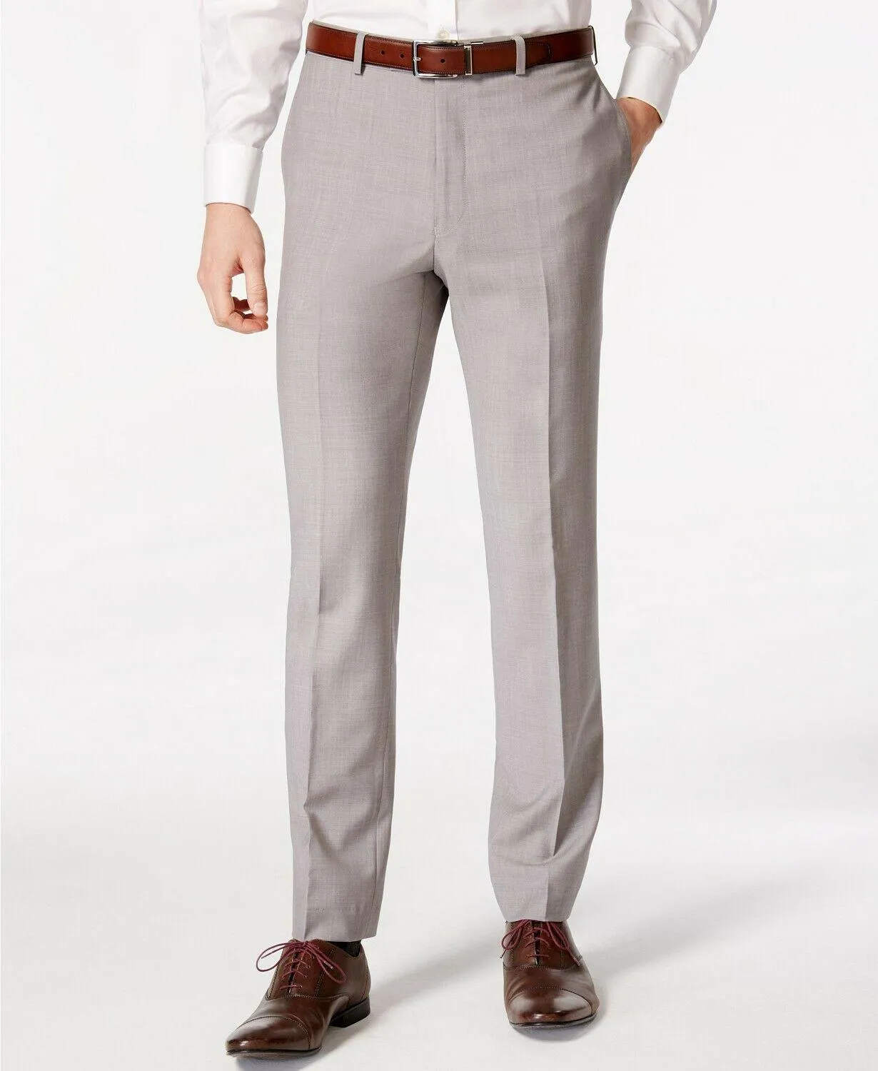 Calvin Klein Mens Slim fit Dress Pants 34 / 32 Grey Stretch