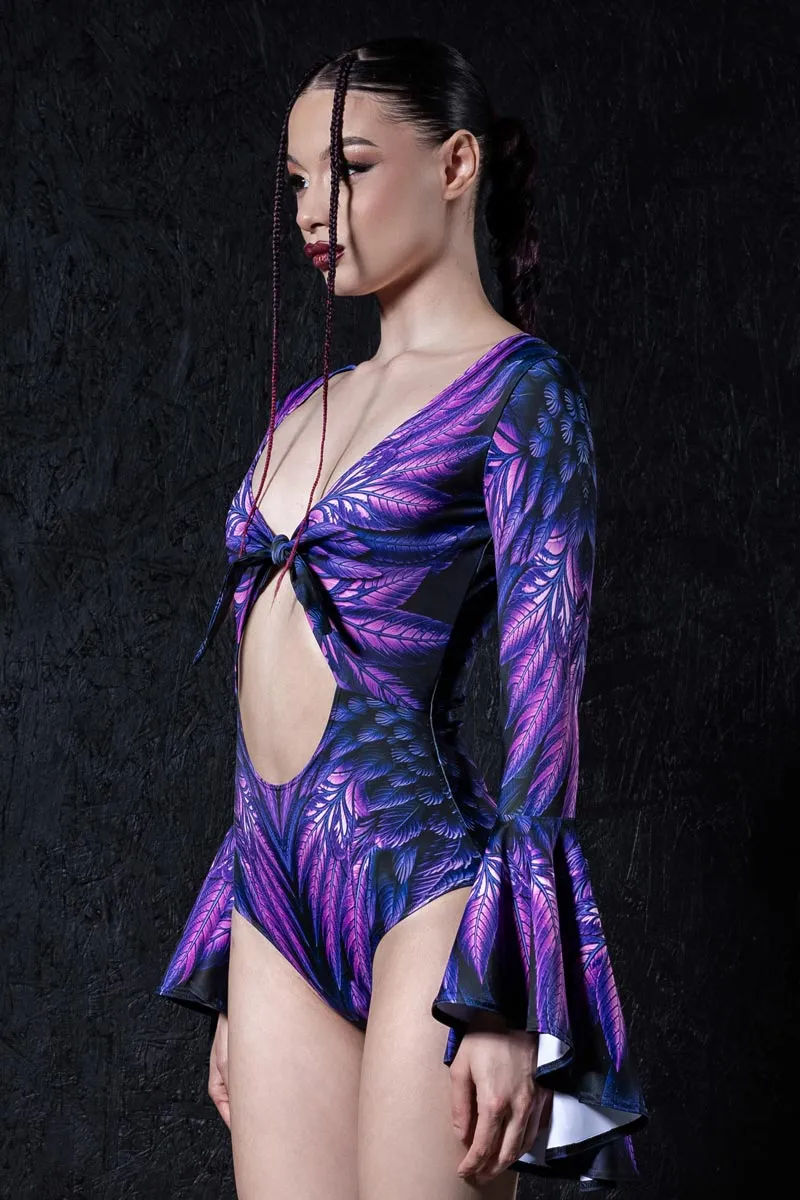 Dark Fairy Tie Front Bell Sleeve Bodysuit
