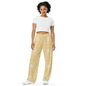 Dipaliz Yellow Wide Leg Pants with Abstract Pattern