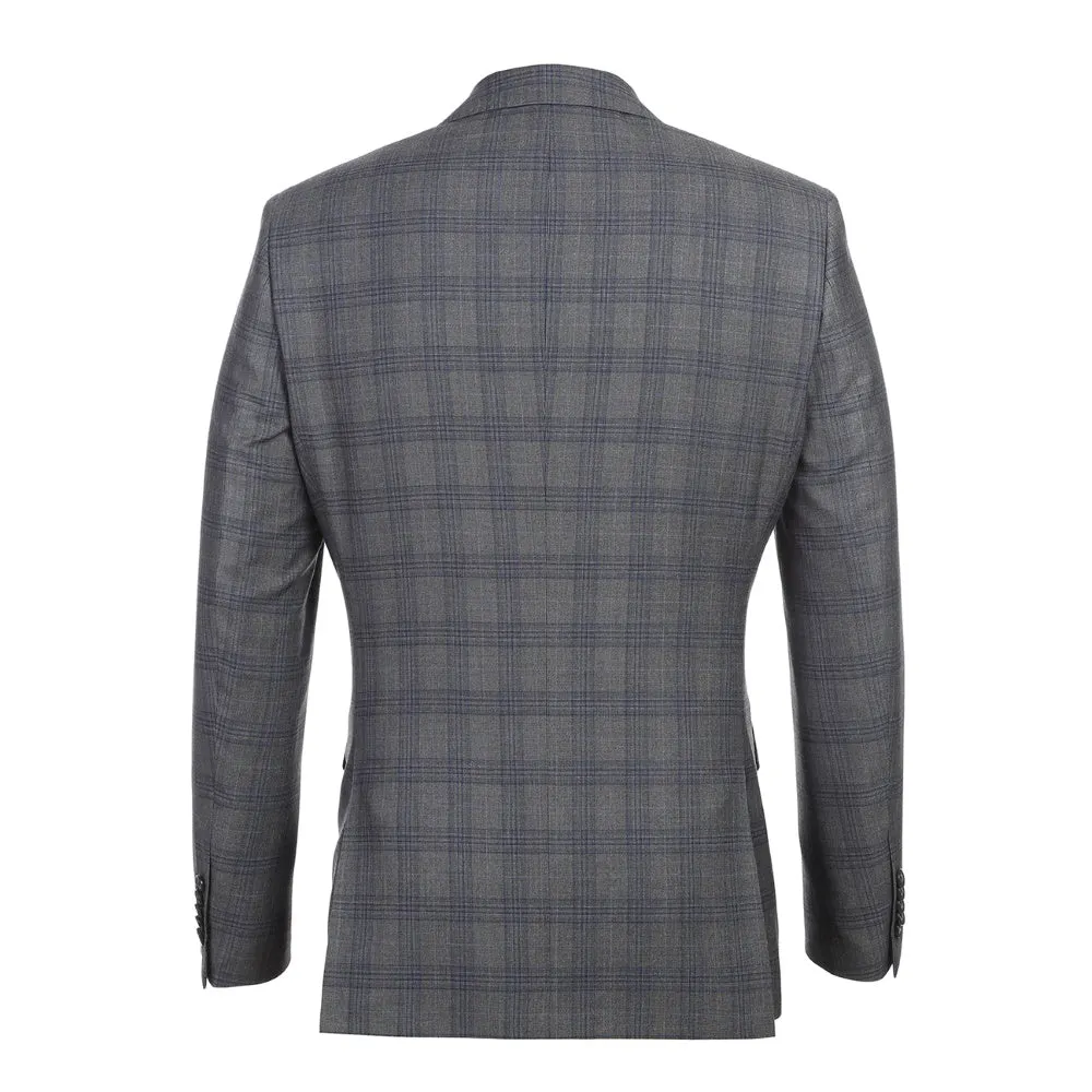 English Laundry Collection - 2 Piece Slim Fit Gray Plaid Notch Lapel Suit