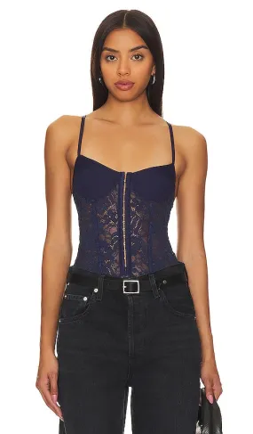 Free People x Intimately FP Lace Night Rhythm Bodysuit In Jazzberry in Navy