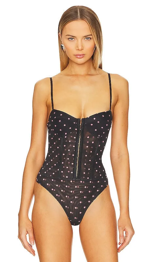 Free People x Intimately FP Night Rhythm Corset Bodysuit in in Black