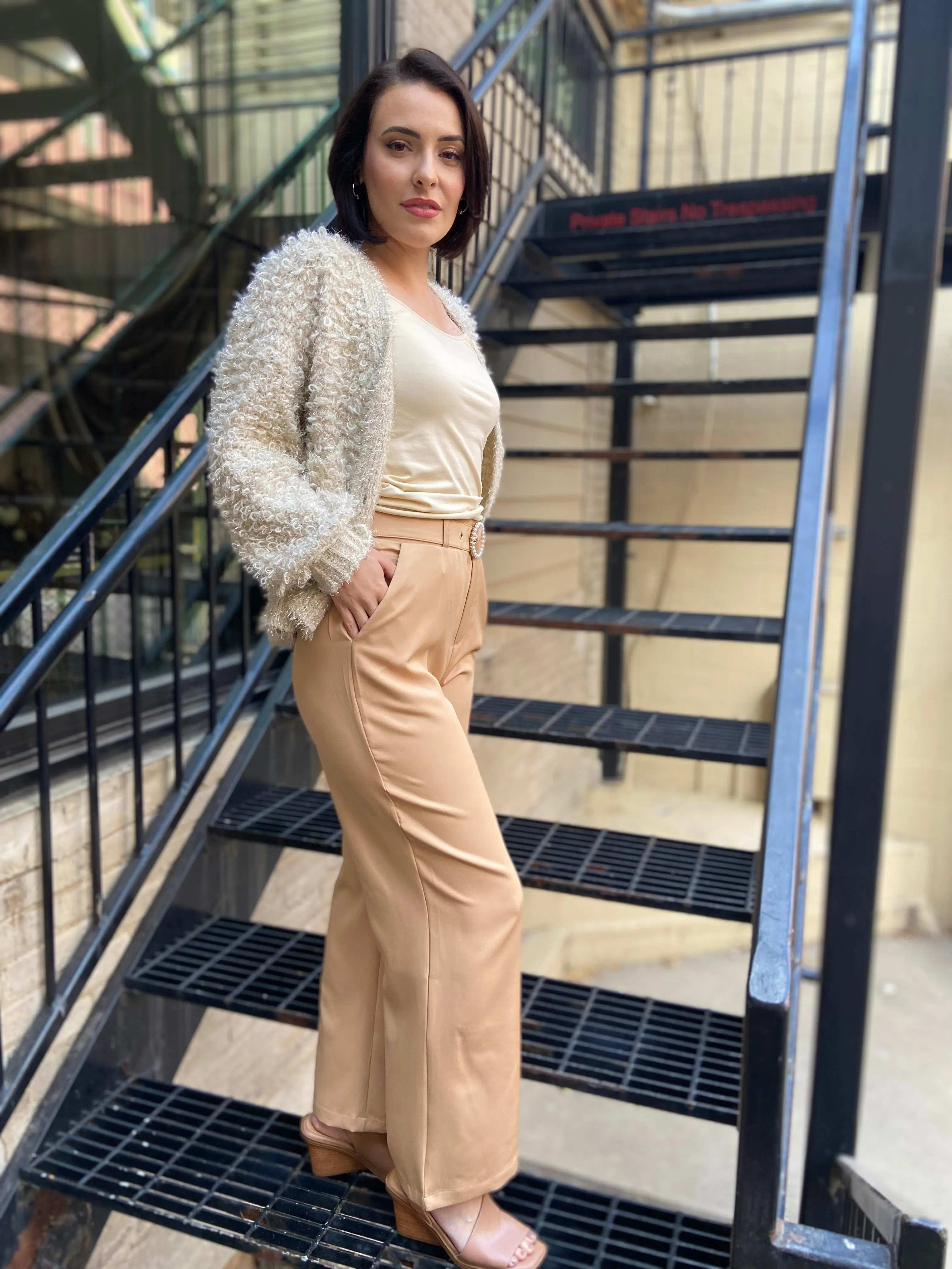 Georgia Khaki Wide Leg Pants
