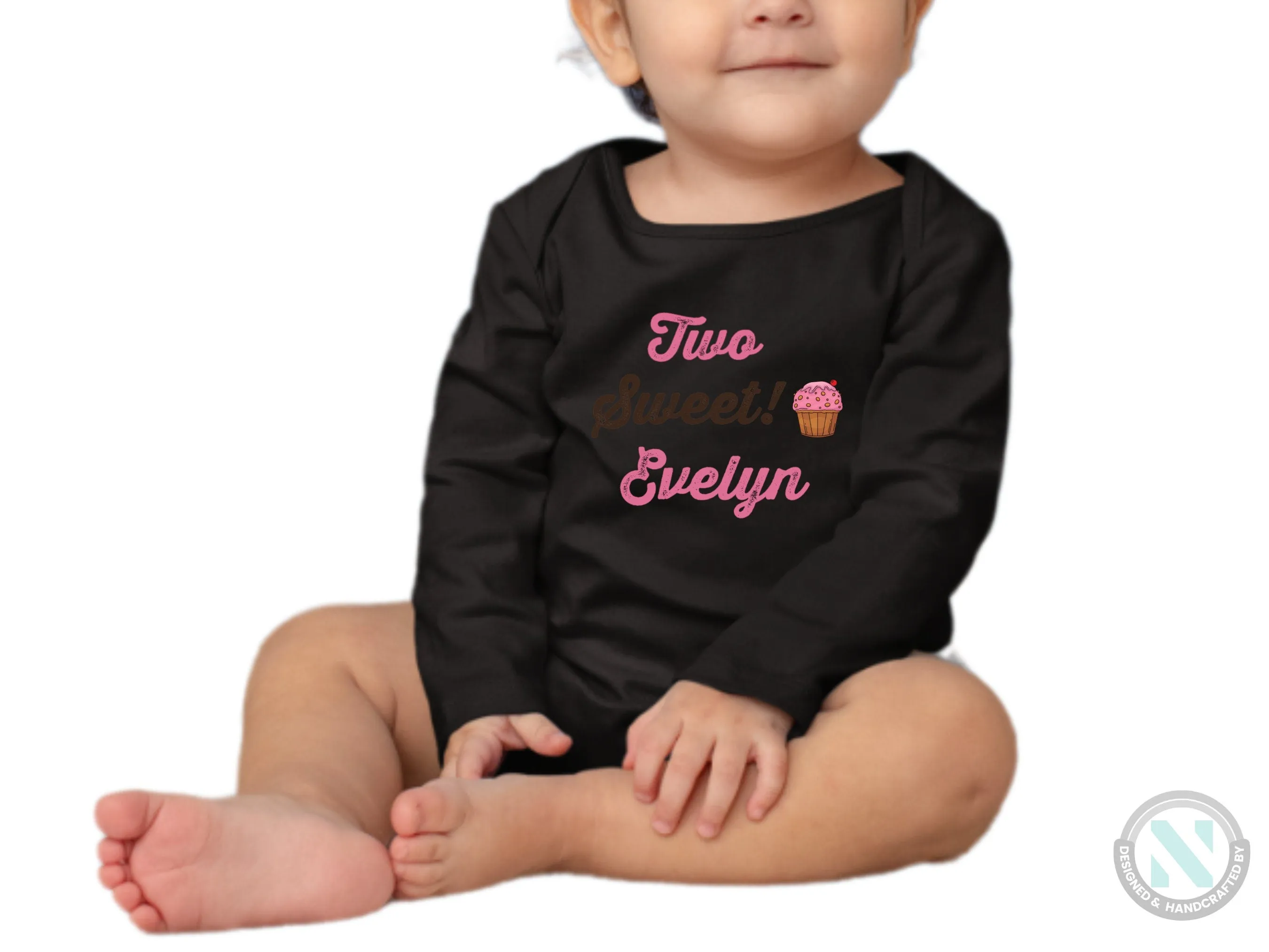 Girls Custom Long Sleeve Birthday Bodysuit Gift with Two Sweet