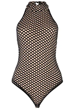 Glamorous Black Nude Textured Halterneck Sleeveless Bodysuit