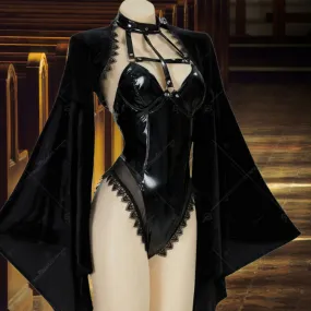 Gothic Holy Nun Halloween Cosplay Bodysuit