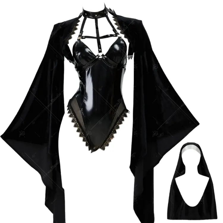 Gothic Holy Nun Halloween Cosplay Bodysuit