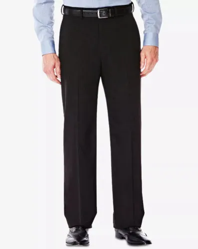 Haggar Mens Classic fit Dress Pants 34 / 32 Black Solid Stretch