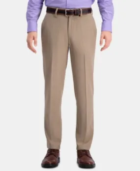 Haggar Mens Slim fit Dress Pants 30 / 32 Beige Solid Stretch