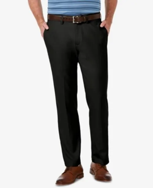 Haggar Mens Straight fit Dress Pants 40 / 30 Black Solid