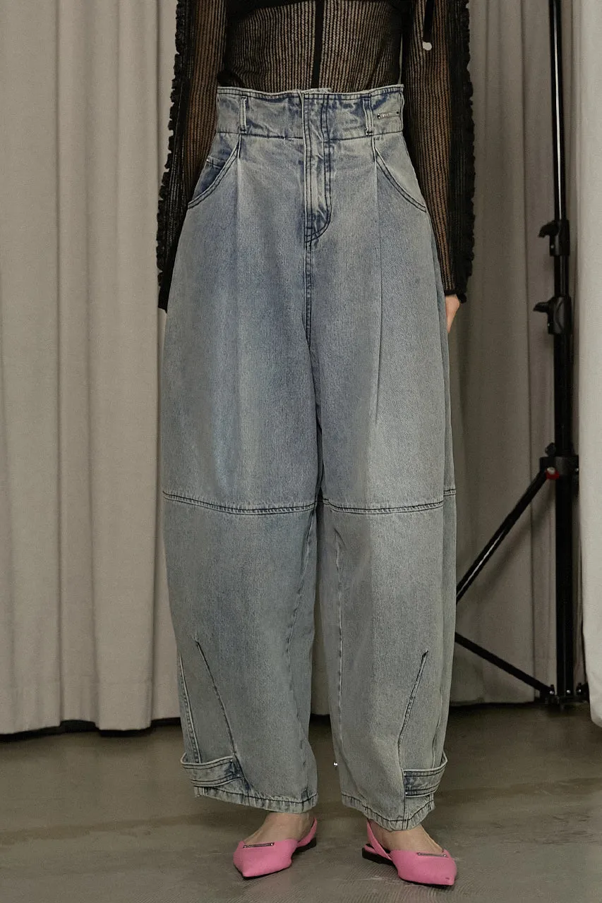 High Waist Banana Denim Pants