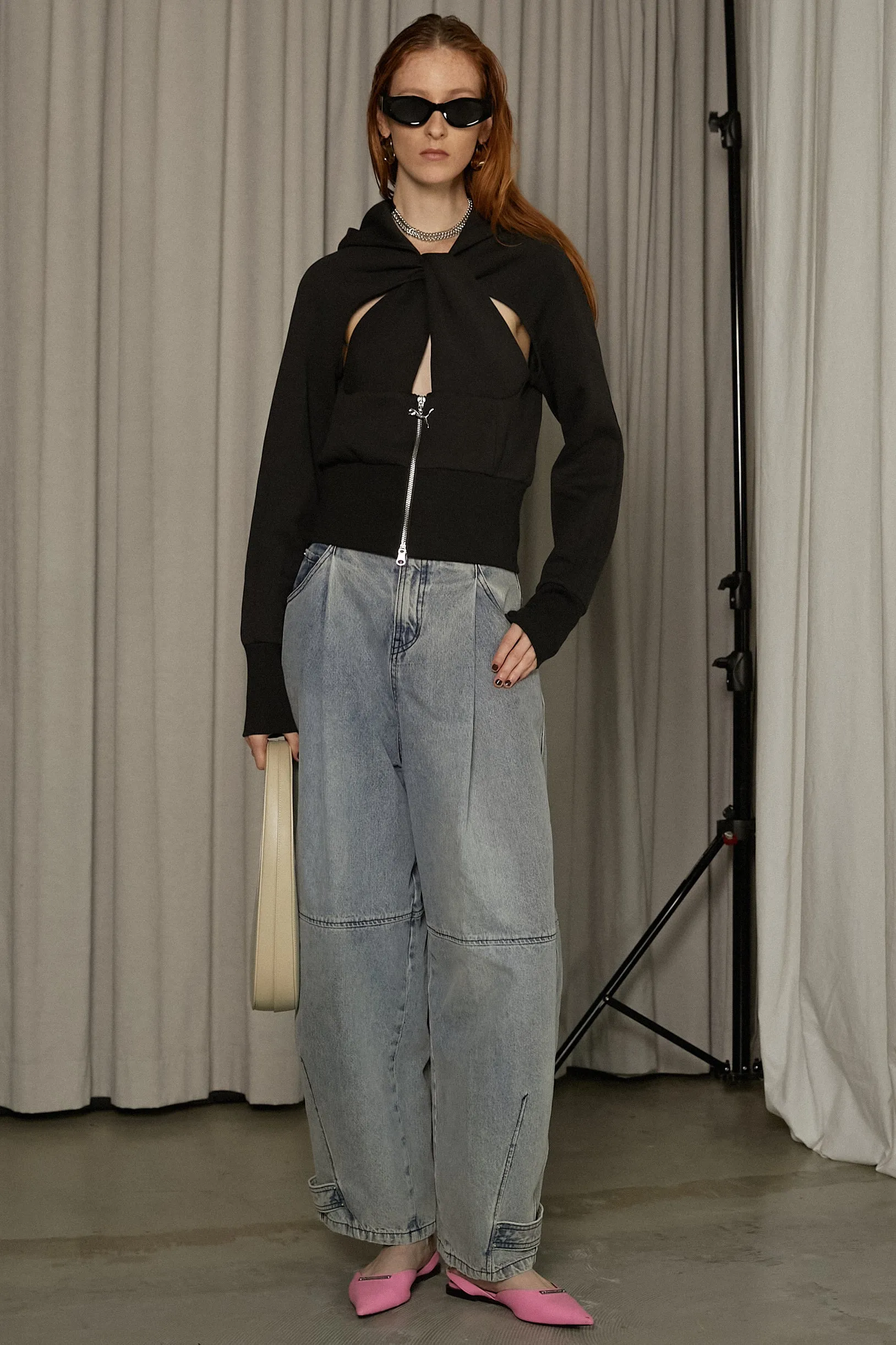 High Waist Banana Denim Pants
