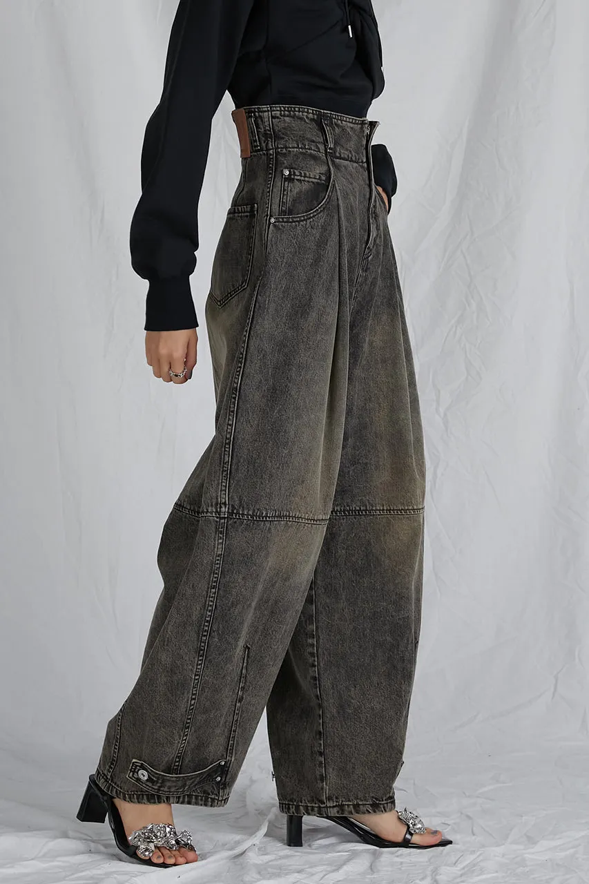 High Waist Banana Denim Pants