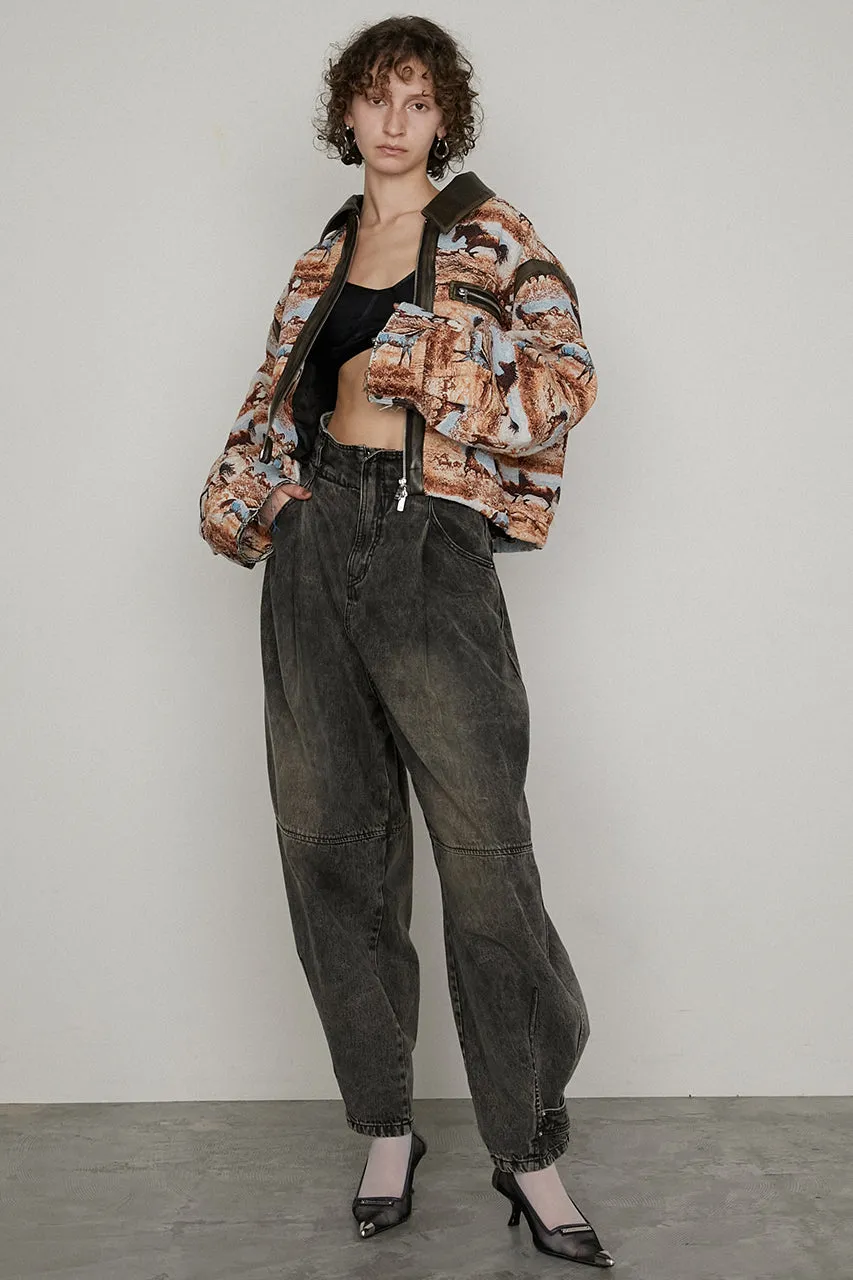 High Waist Banana Denim Pants