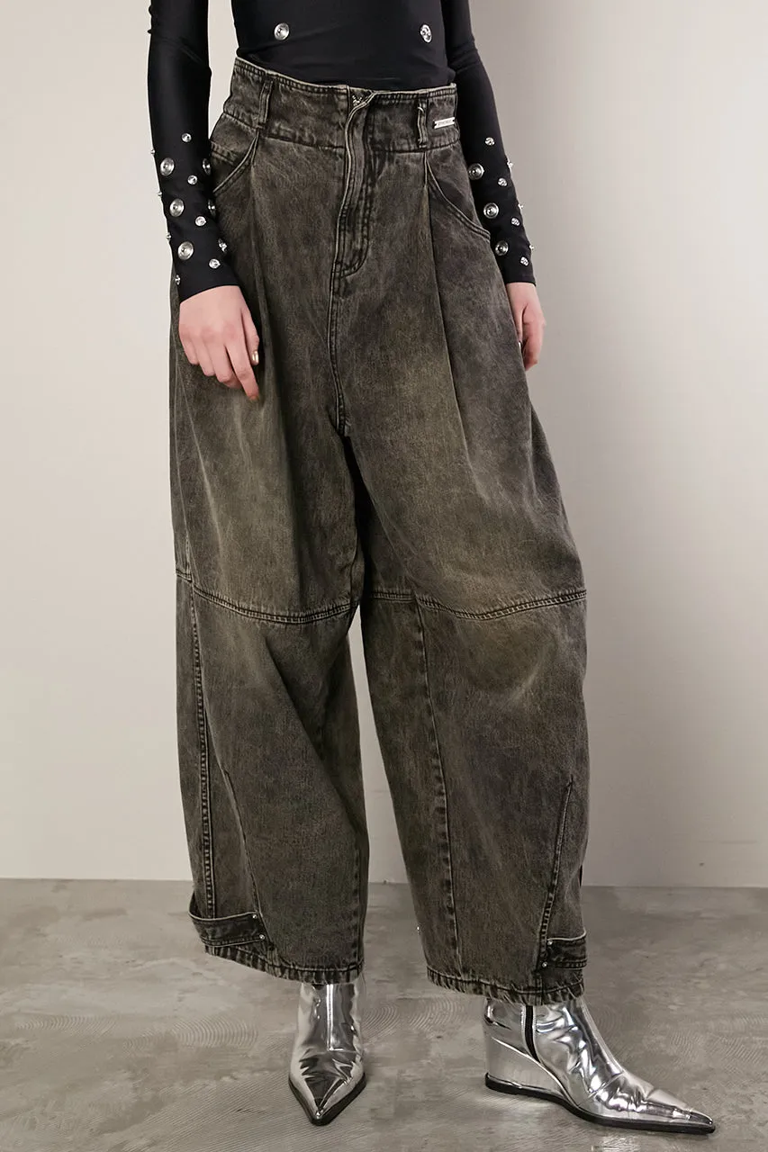 High Waist Banana Denim Pants