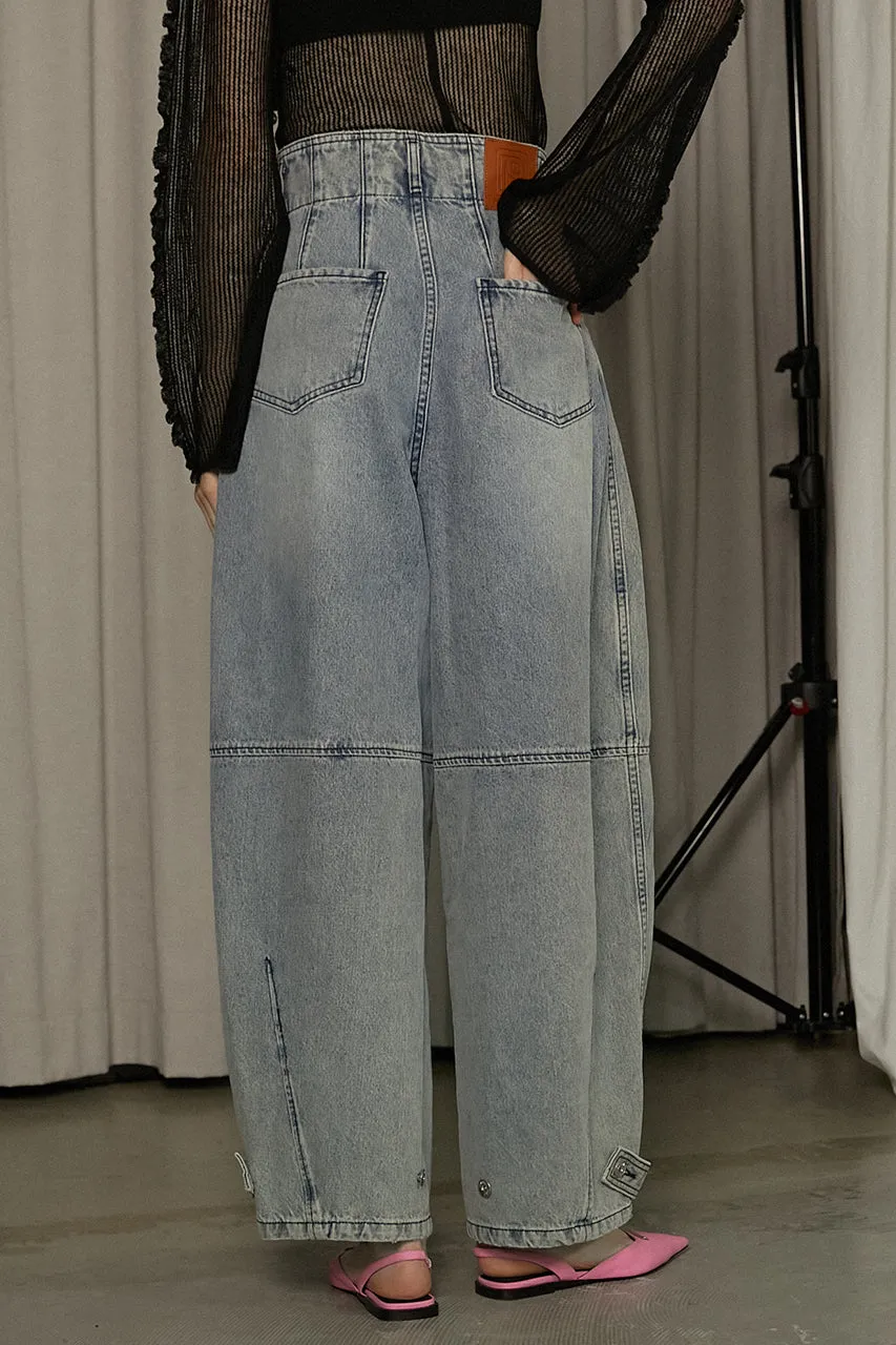 High Waist Banana Denim Pants