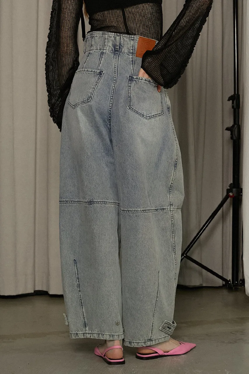 High Waist Banana Denim Pants