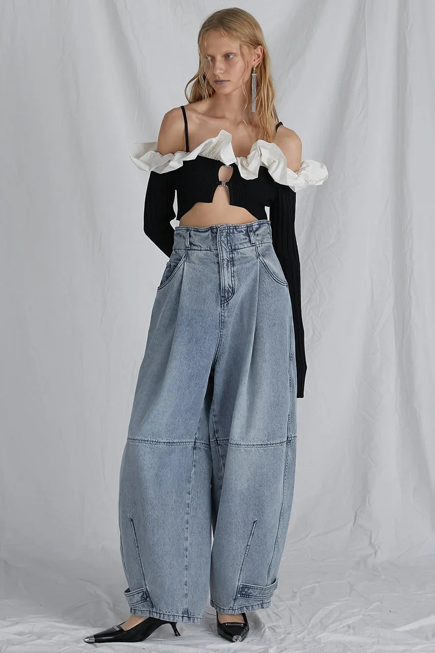 High Waist Banana Denim Pants