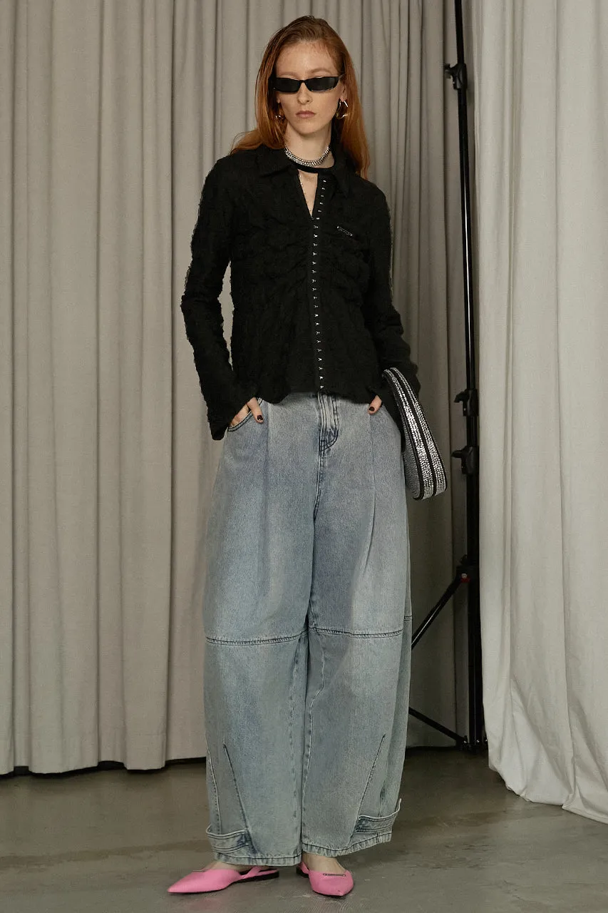 High Waist Banana Denim Pants