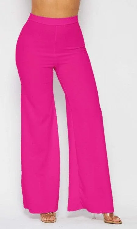 High waist wide leg back zipper palazzo pants