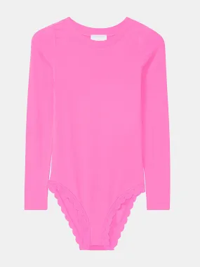 Hot pink long sleeved bodysuit
