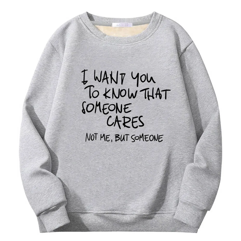 I Want You To Know Crew Collar Fleece Sherpa Sweatshirt