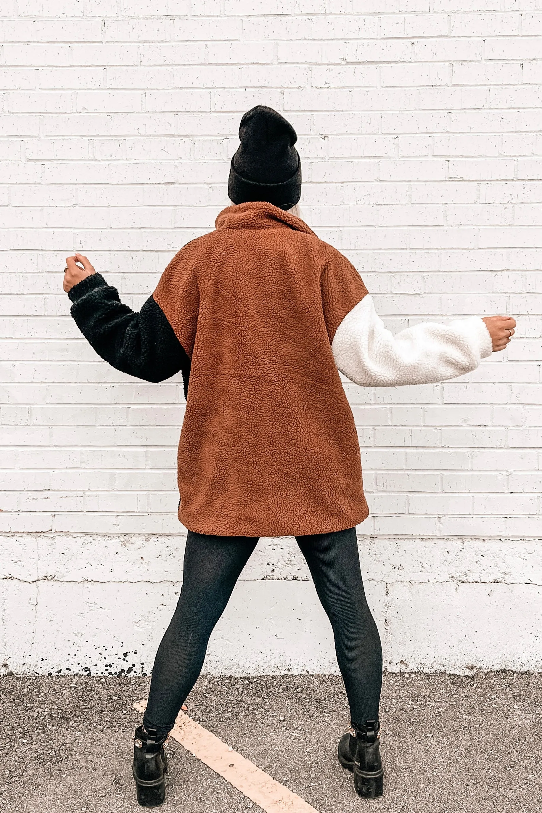 In My Feels Color Block Teddy Coat