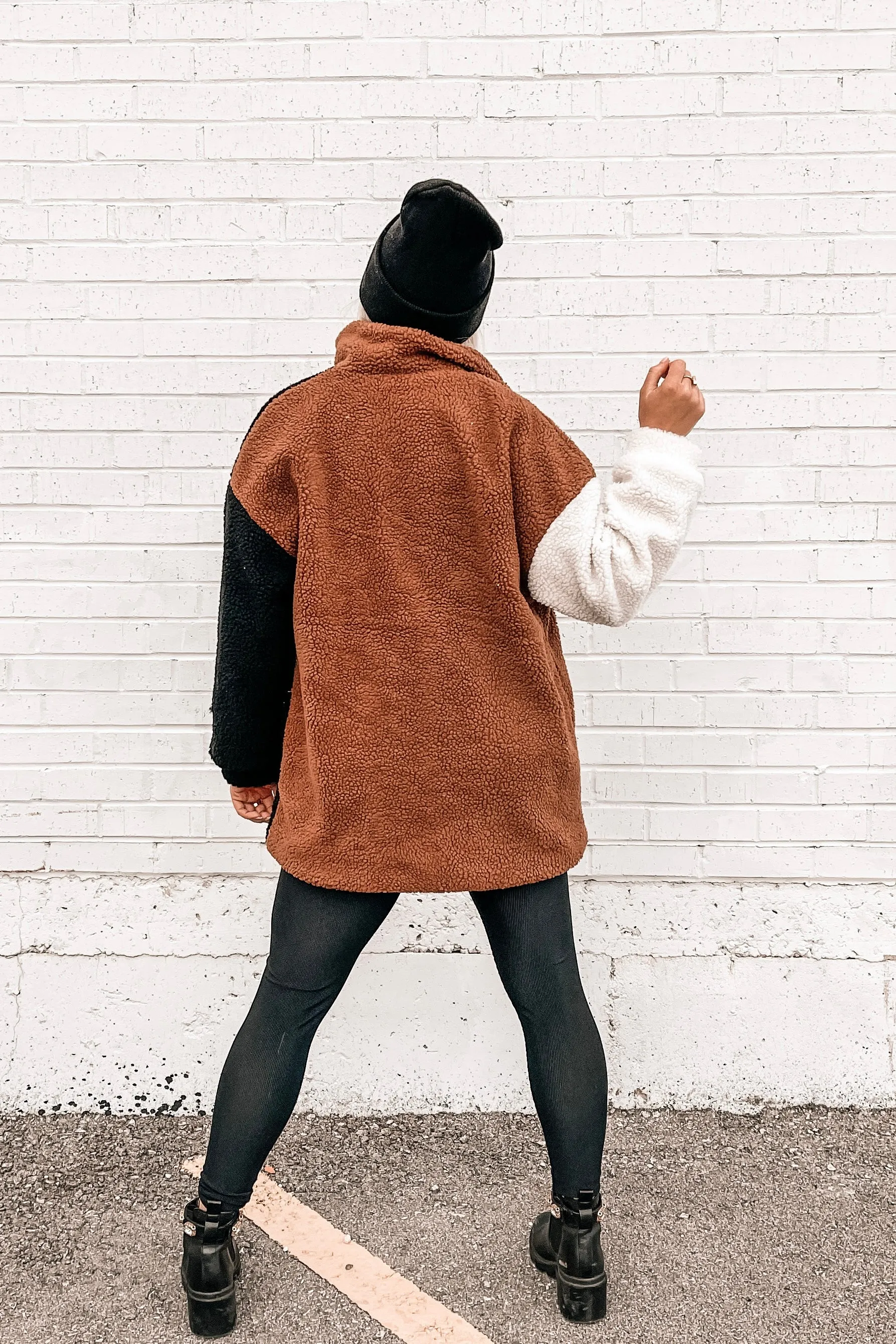 In My Feels Color Block Teddy Coat