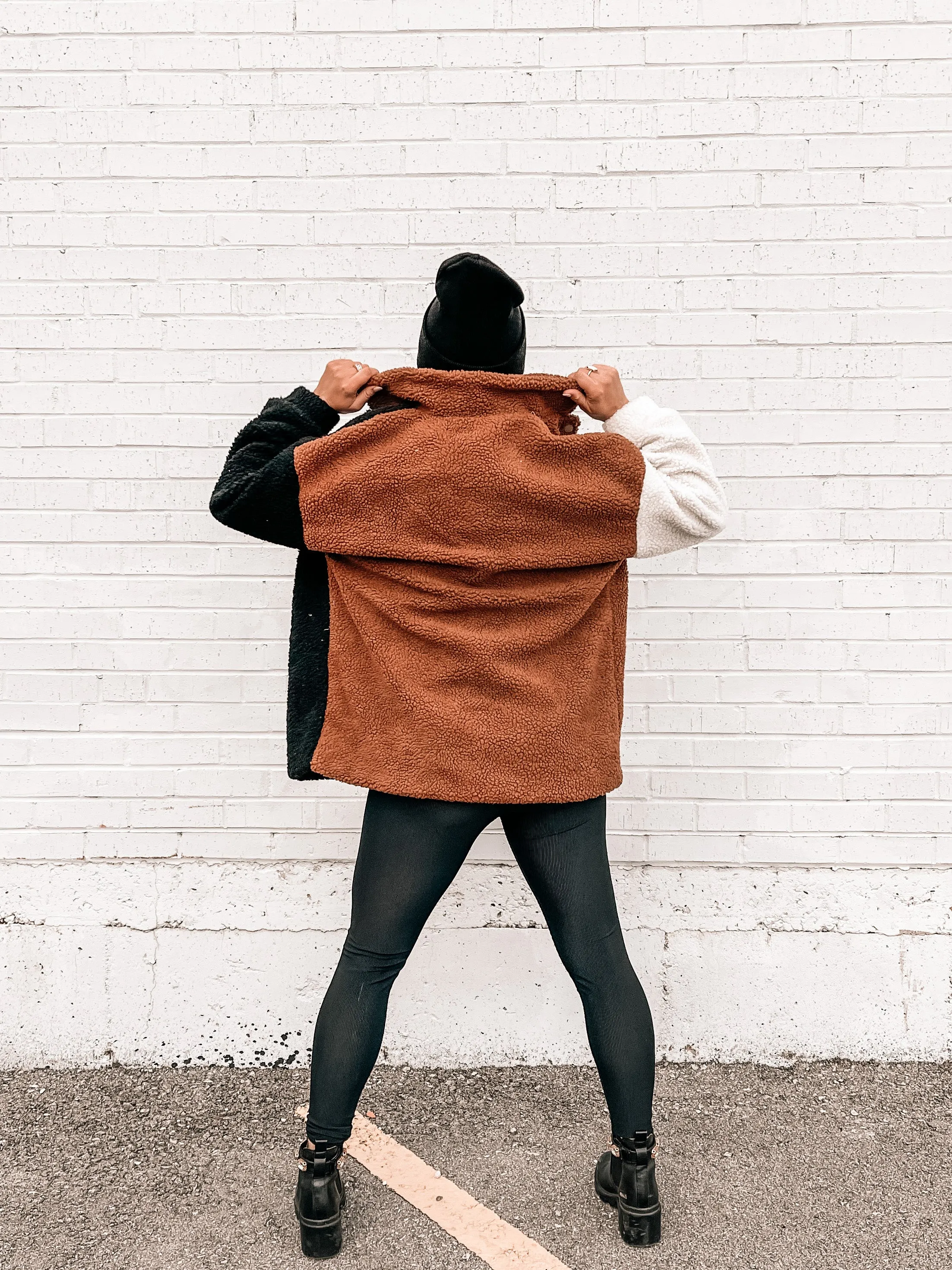 In My Feels Color Block Teddy Coat