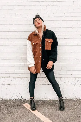 In My Feels Color Block Teddy Coat