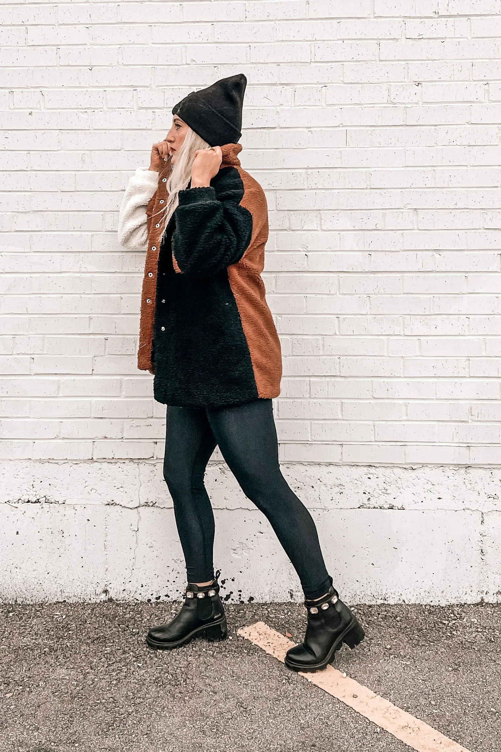 In My Feels Color Block Teddy Coat