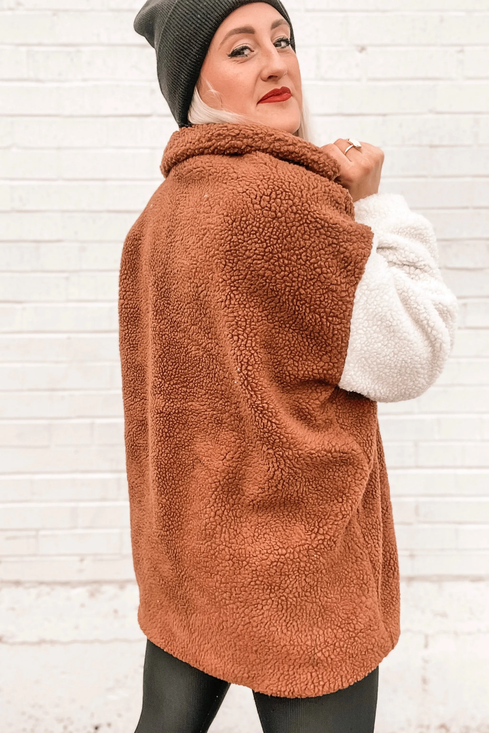 In My Feels Color Block Teddy Coat