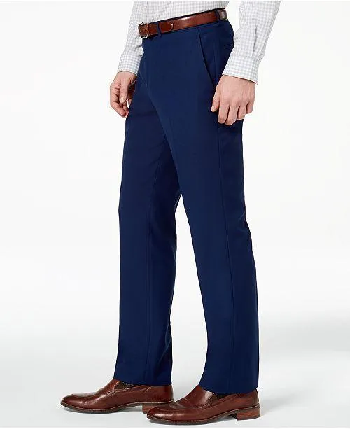 Kenneth Cole Reaction Mens Slim fit Dress Pants 33 / 32 Blue Solid Stretch