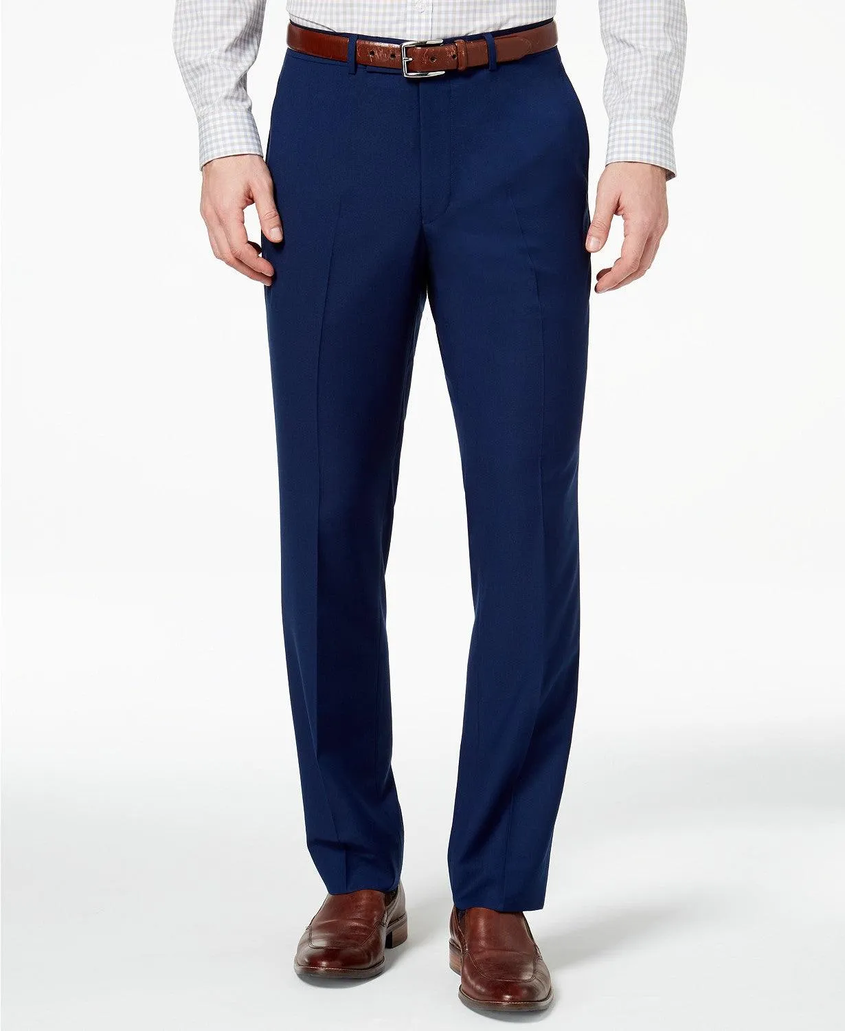 Kenneth Cole Reaction Mens Slim fit Dress Pants 33 / 32 Blue Solid Stretch