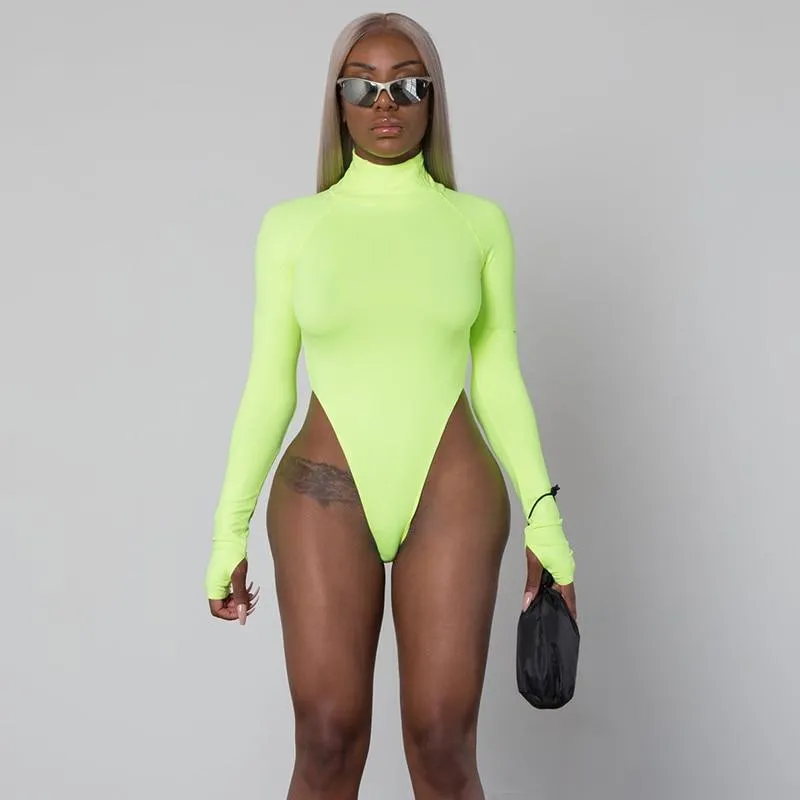 Long Sleeve High Neck Sexy Bodysuit