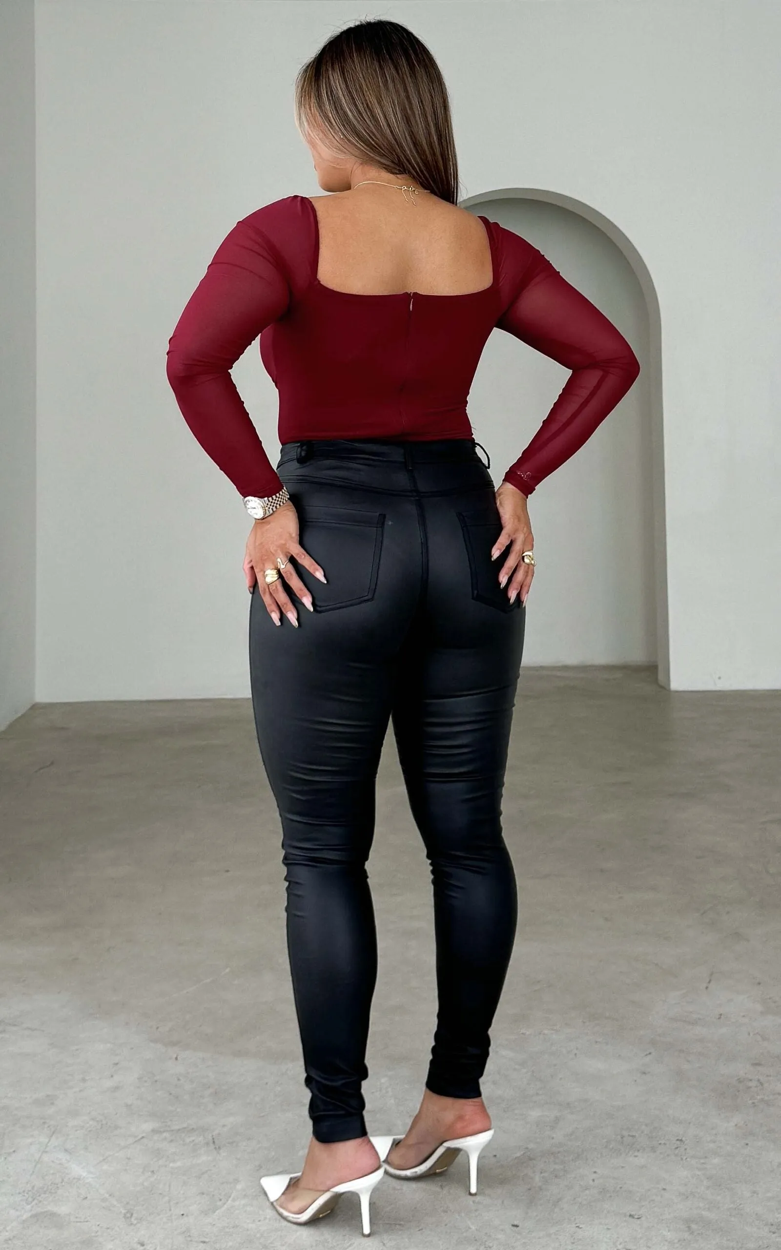 Madison Mesh Bodysuit - Wine