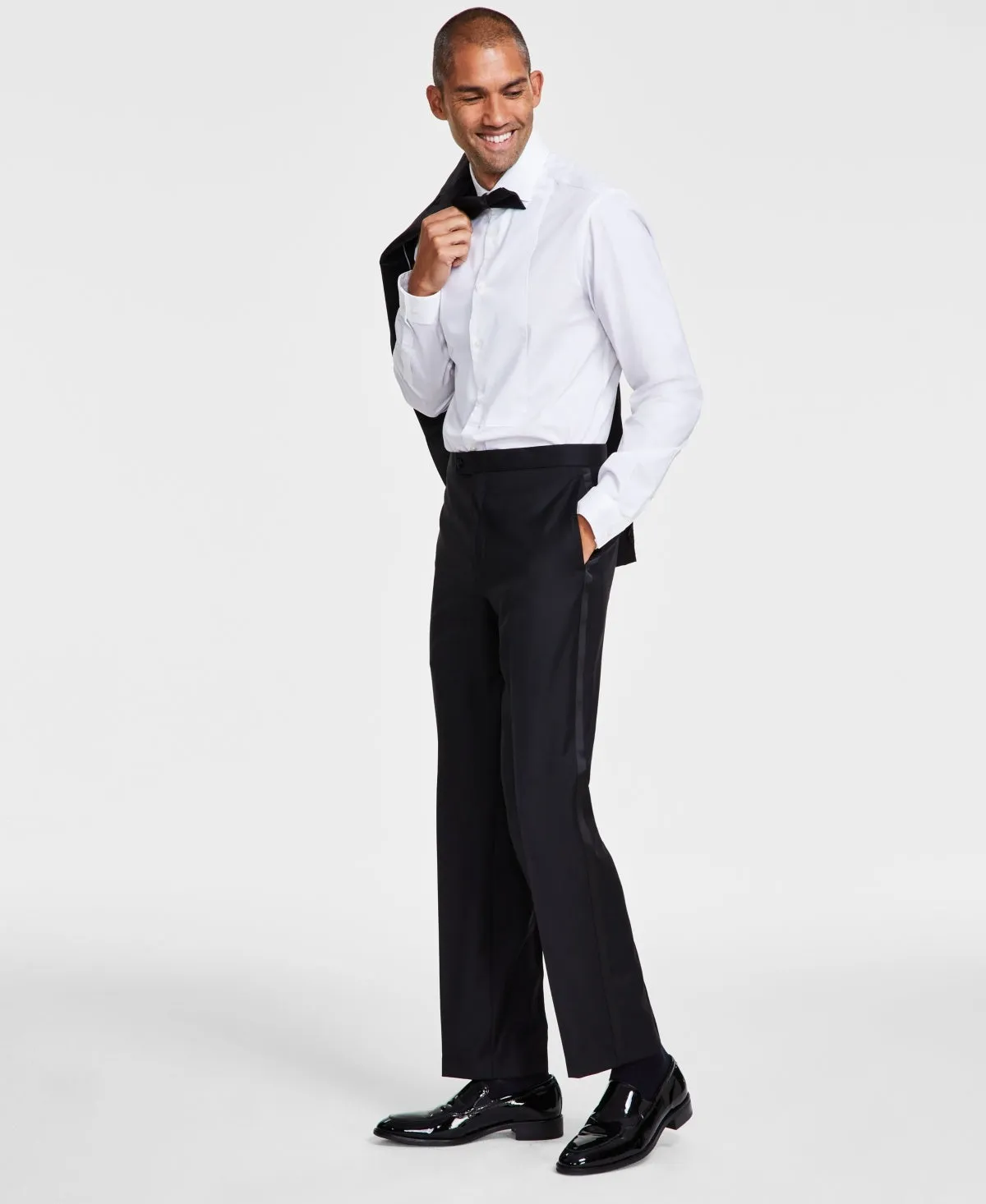 Michael Kors Mens Classic fit Tuxedo Dress Pants 38 / 30 Black Solid